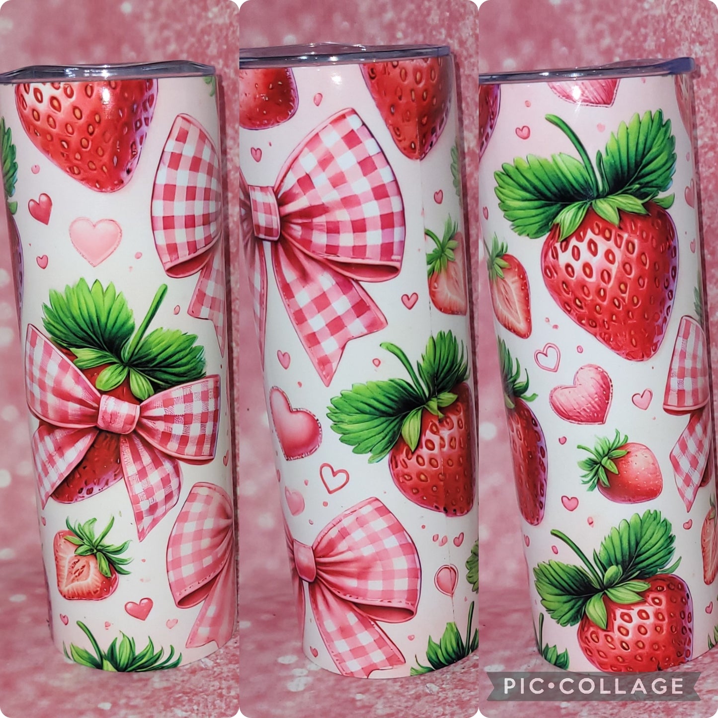 Coquette Gingham Bow Strawberry 20oz Tumbler