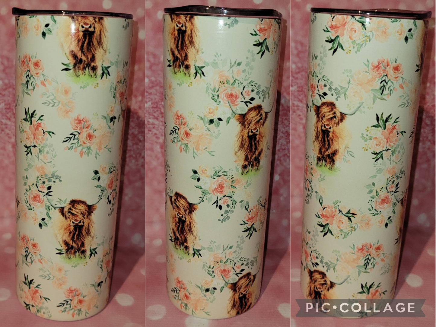 C97 Floral Highland Cow 20oz Tumbler