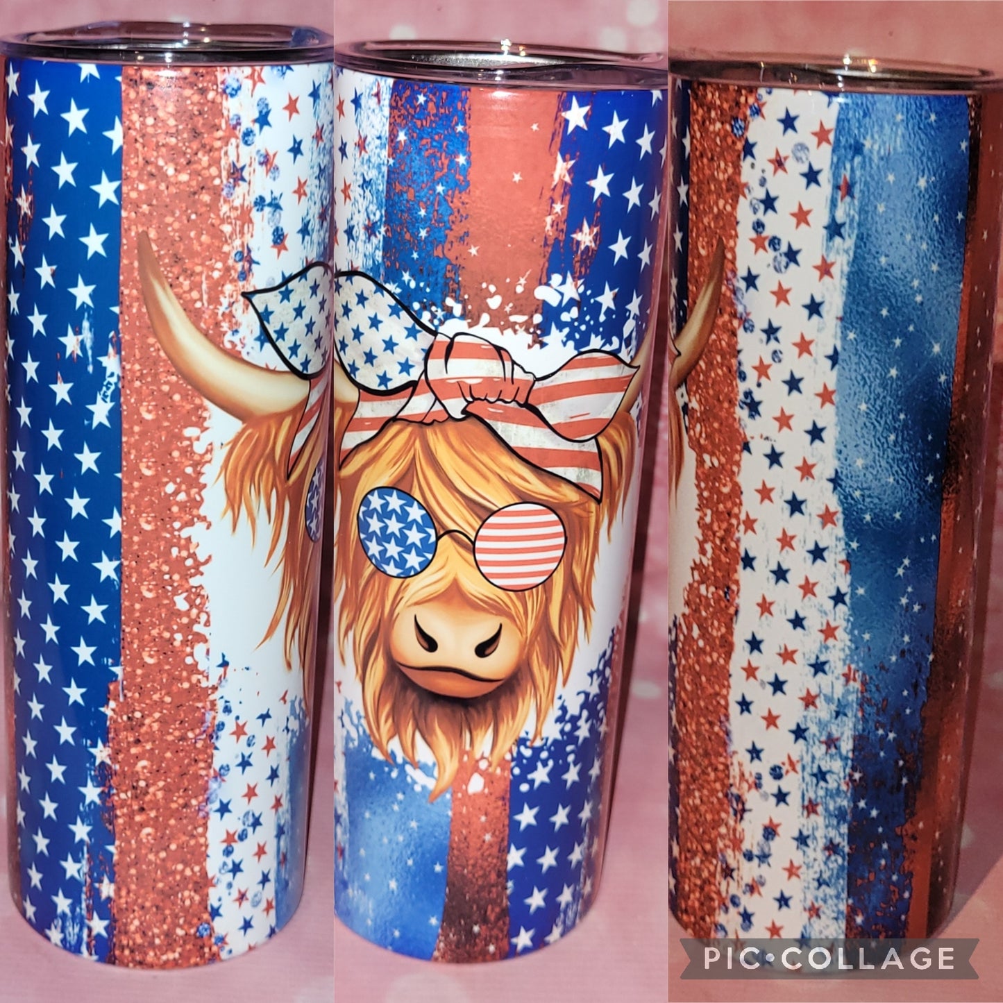 C215 Patriotic Highland Cow 20oz Tumbler