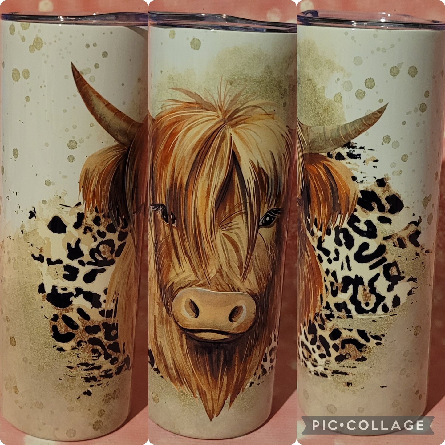 C53 Cheetah Print Highland Cow 20oz Tumbler