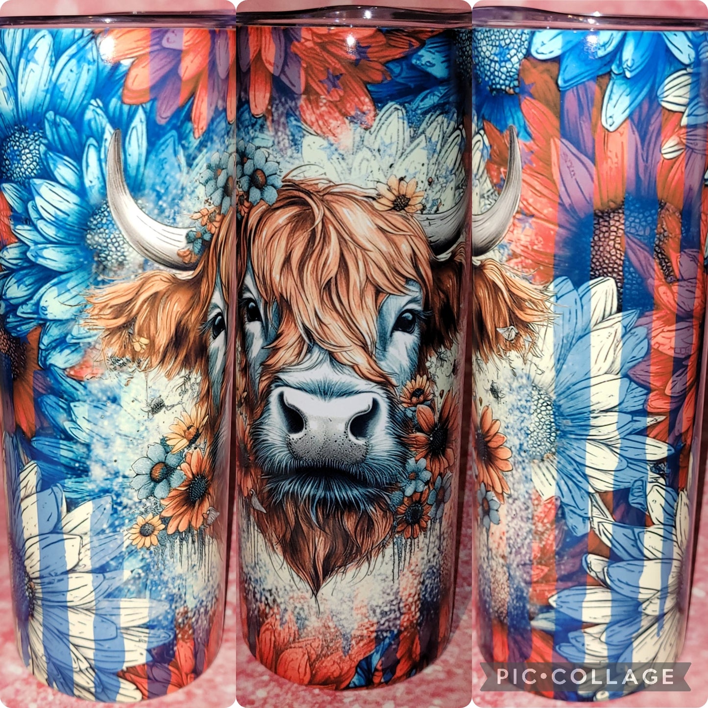 C216 Patriotic Highland Cow 20oz Tumbler