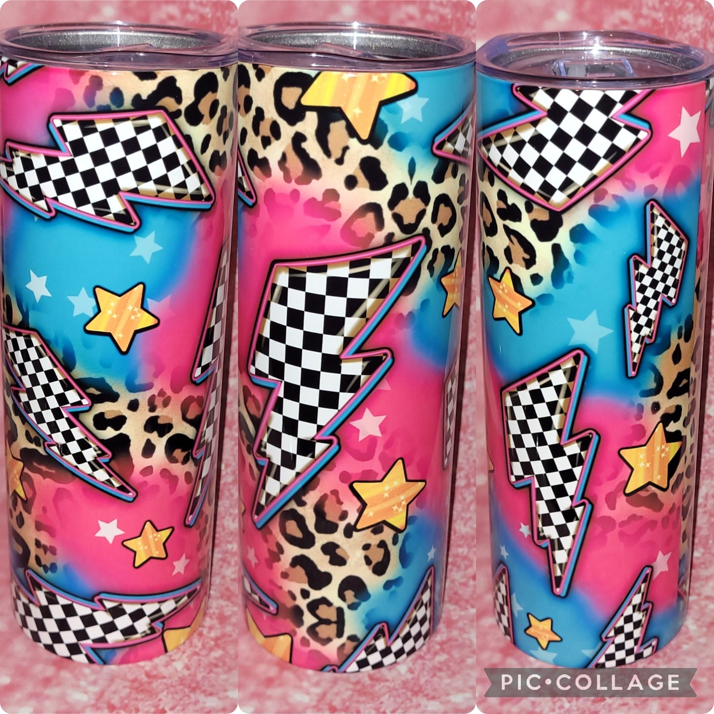 Checkered Lightening Bolt 20oz Tumbler
