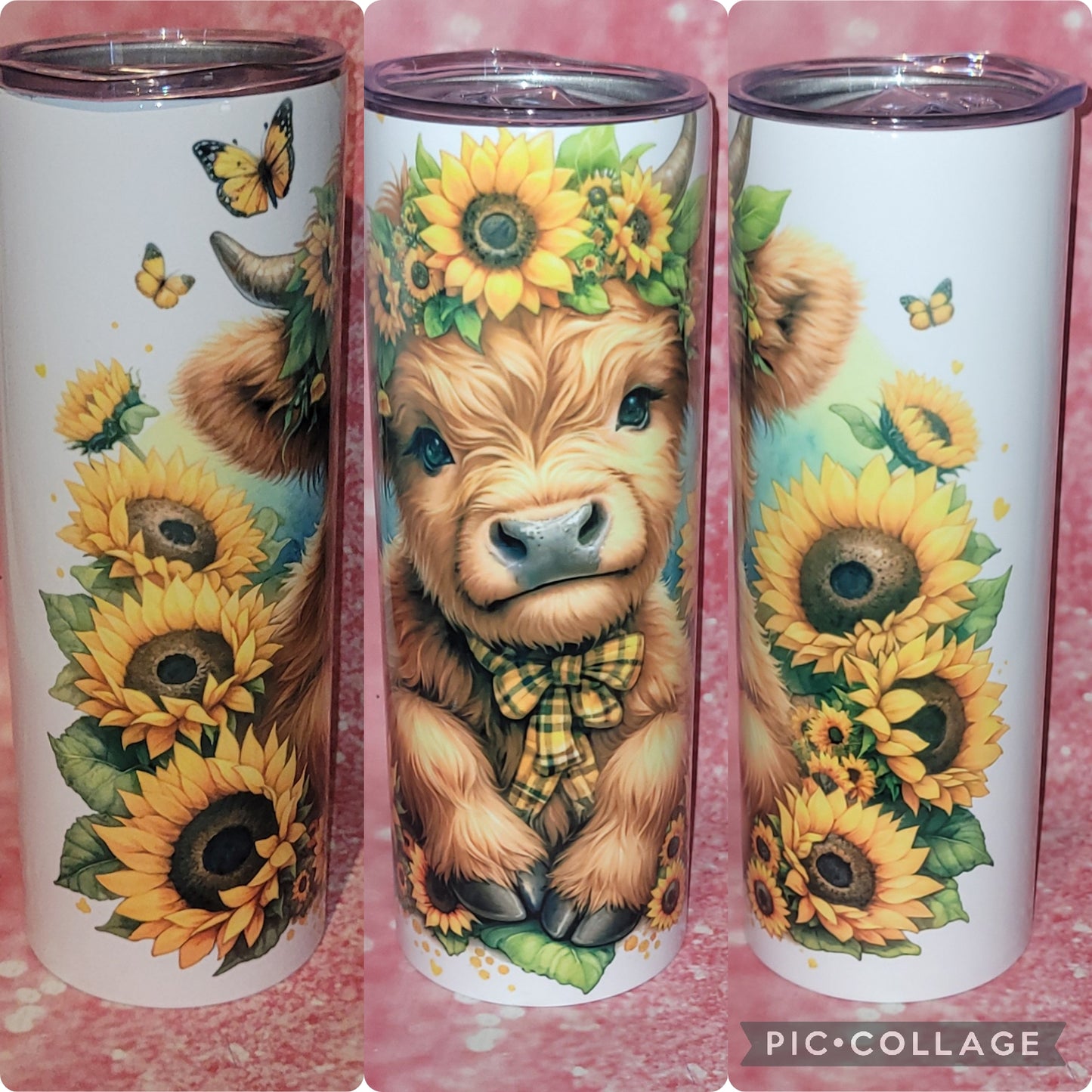 Sunflower Highland Cow 20oz Tumbler