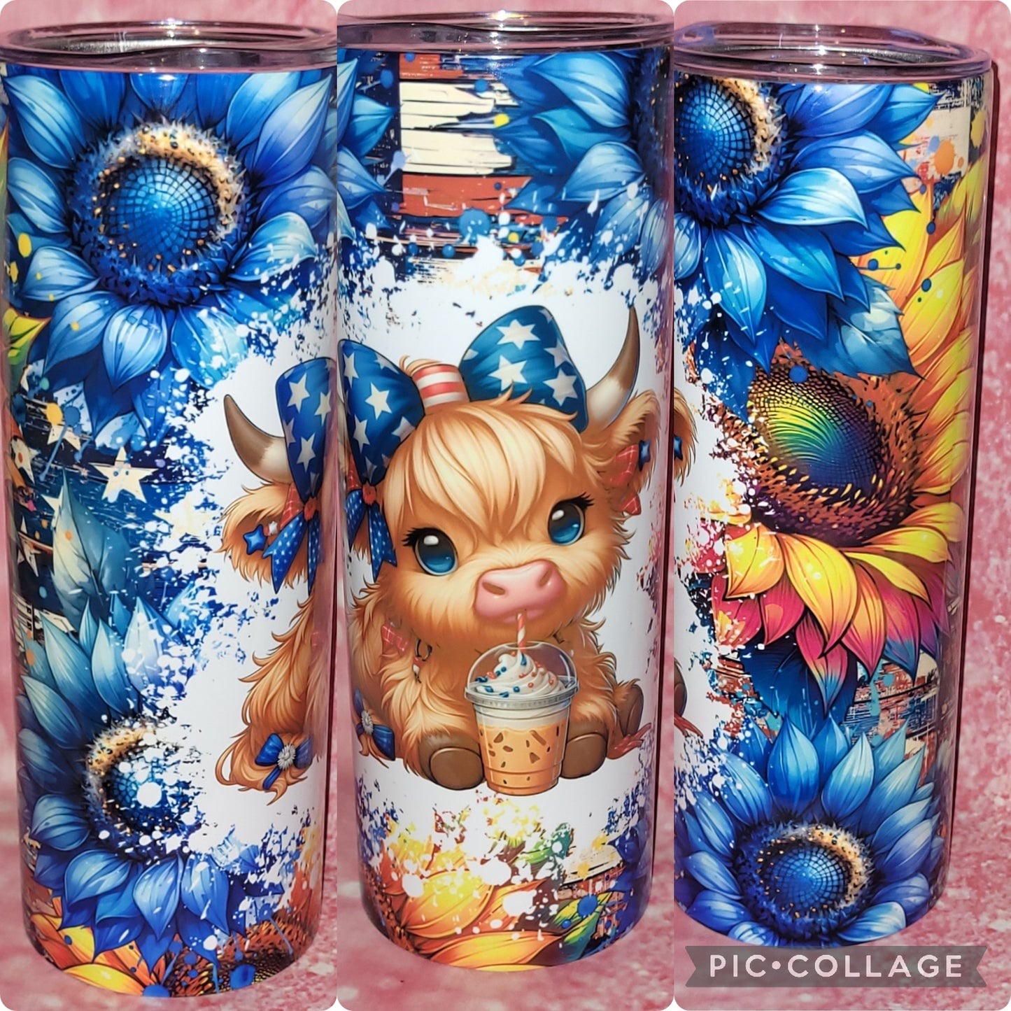 Patriotic Highland Cow 20oz Tumbler