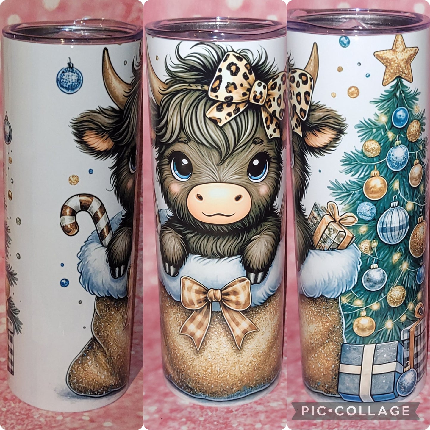 Winter Christmas Highland Cow 20oz Tumbler