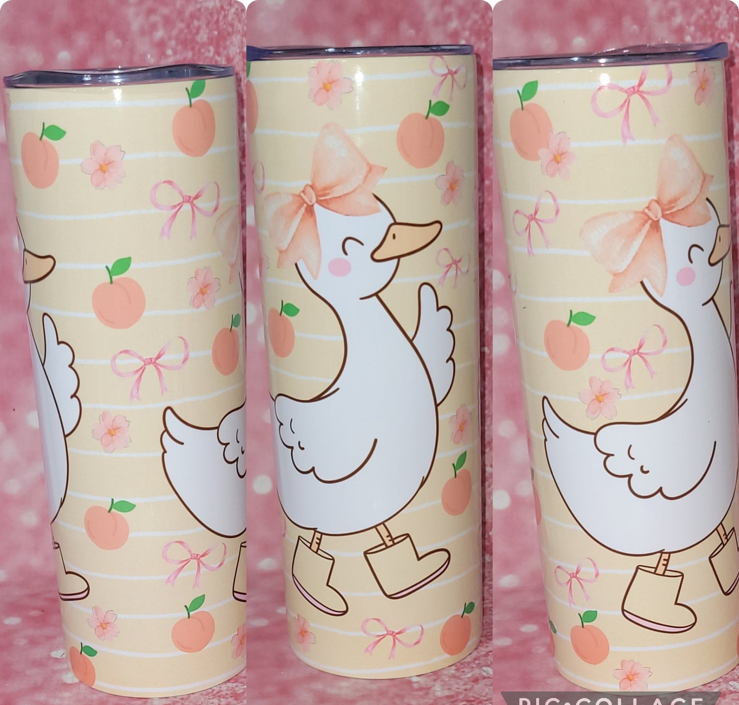 Silly Goose With Peaches Coquette Bow 20oz Tumbler