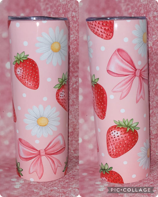 Daisy Coquette Bow Strawberry 20oz Tumbler