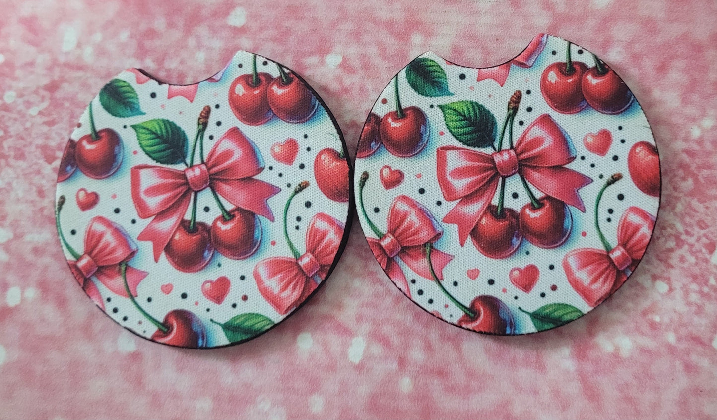 Cherry Coquette Bow Car Coaster Set