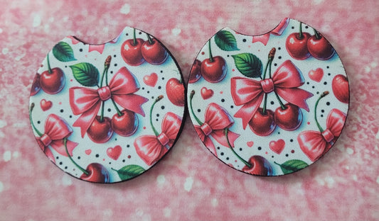 Cherry Coquette Bow Car Coaster Set