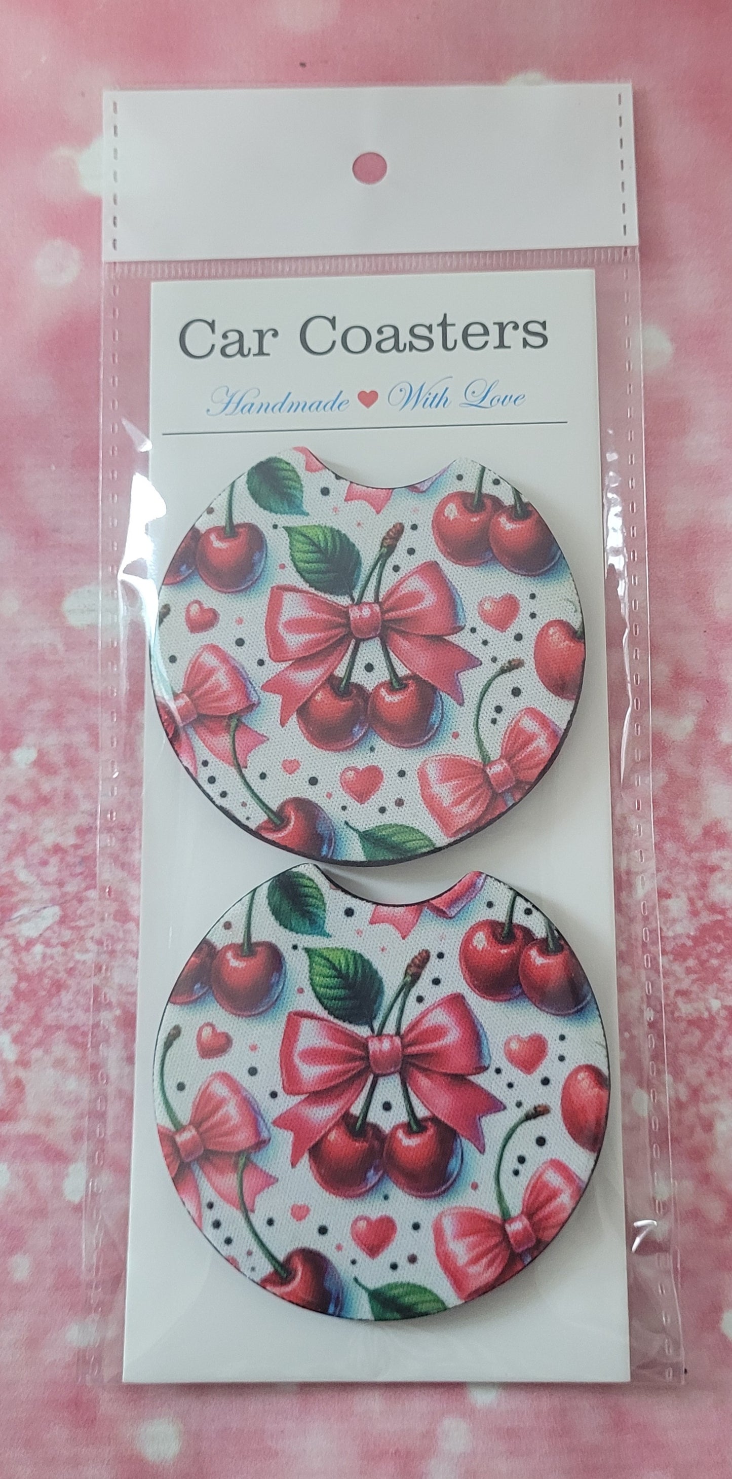 Cherry Coquette Bow Car Coaster Set