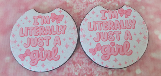 Literally Just A Girl Car Coaster Set
