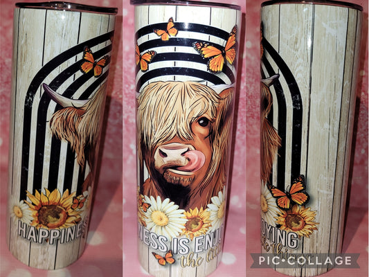 C127 Happiness Highland Cow 20oz Tumbler