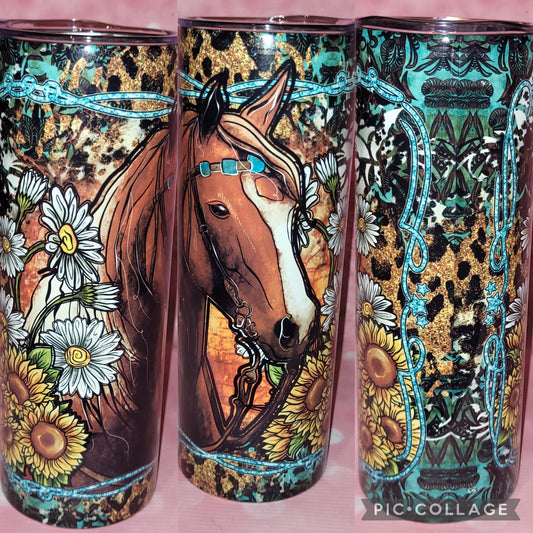 C105 Floral Horse 20oz Tumbler