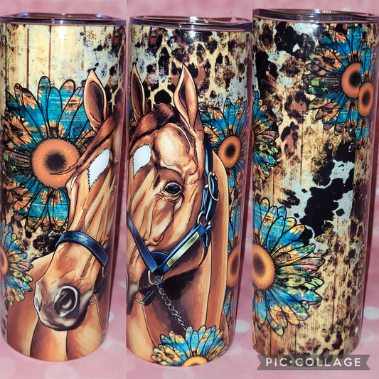 C106 Floral Horse 20oz Tumbler