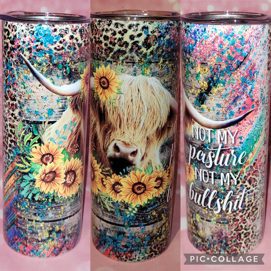 C204 Not My Pasture Highland Cow 20oz Tumbler