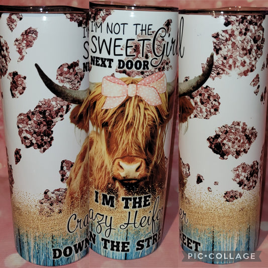 C209 Not Sweet Girl Next Door Highland Cow 20oz Tumbler