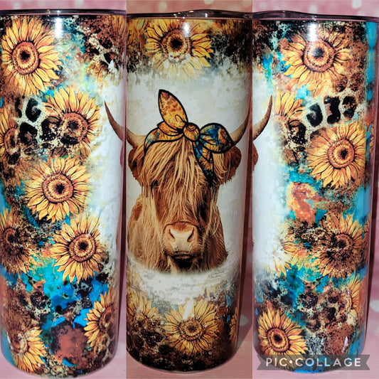 C256 Sunflower Highland Cow 20oz Tumbler
