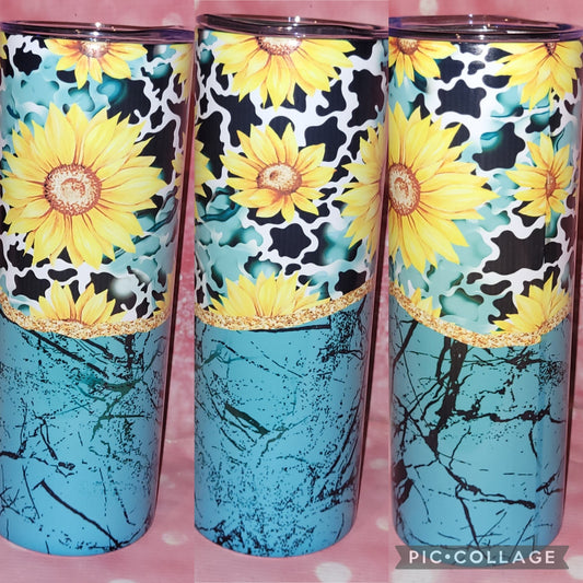 C73 Cow Spot Sunflower 20oz Tumbler