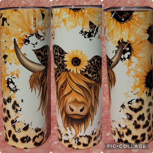 C257 Sunflower Highland Cow 20oz Tumbler