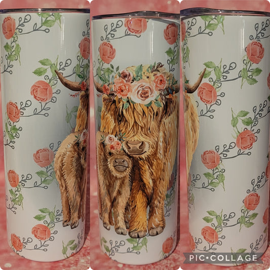C192 Mama And Baby Highland Cow 20oz Tumbler