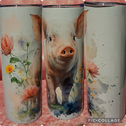 C107 Floral Pig 20oz Tumbler