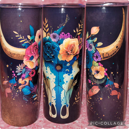 C93 Floral Bullskull 20oz Tumbler