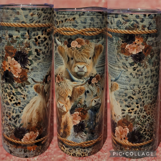 C55 Cheetah Print Highland Cows 20oz Tumbler