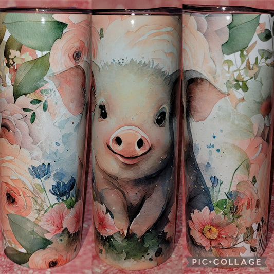 C108 Floral Pig 20oz Tumbler