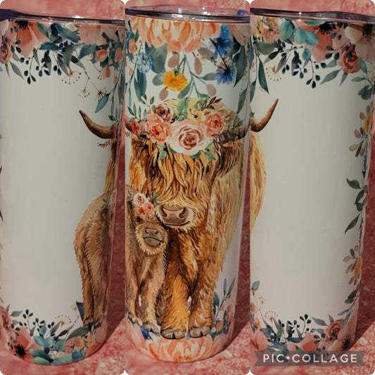 C193 Mama Baby Highland Cow 20oz Tumbler