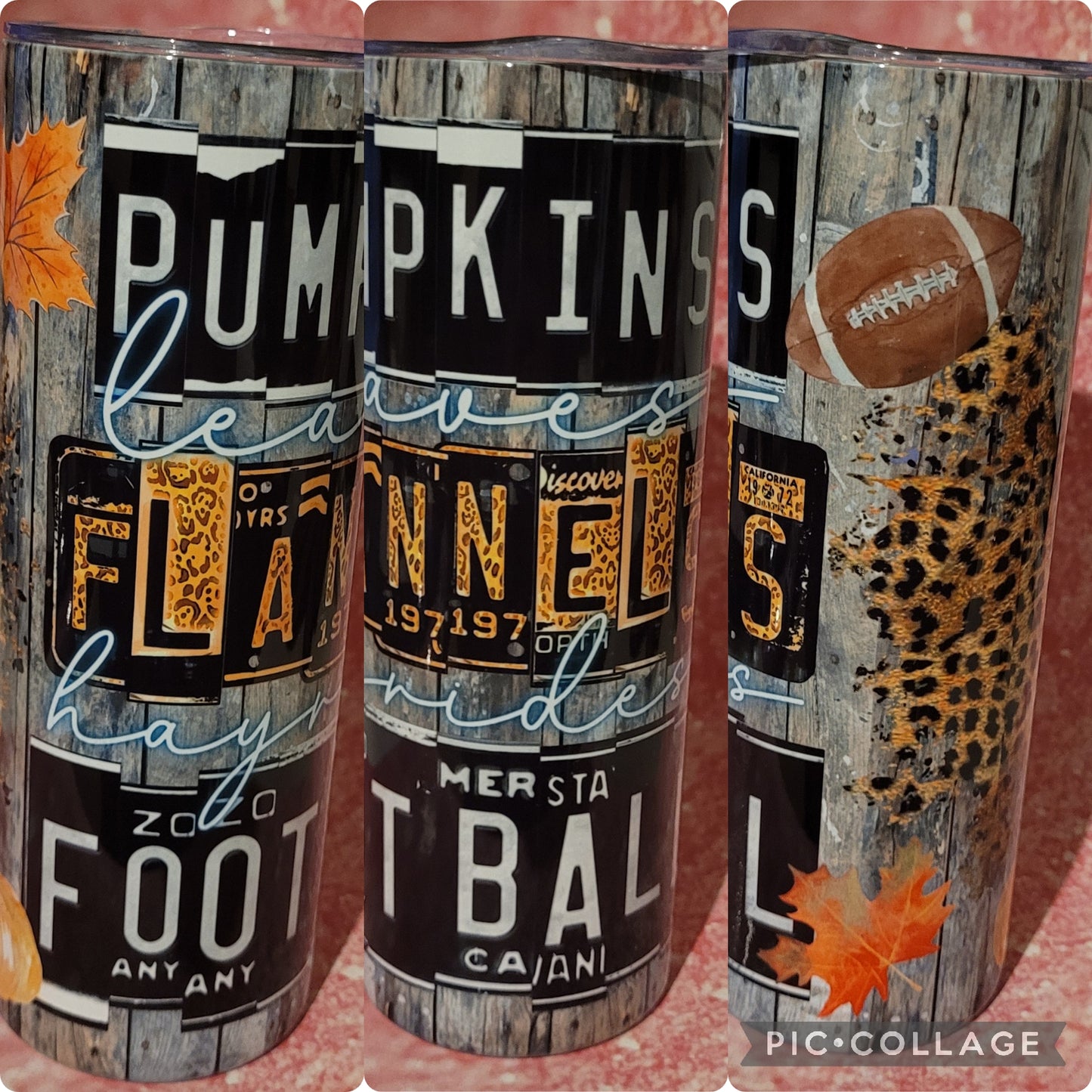 T7 Pumpkin Flannel Football 20oz Tumbler