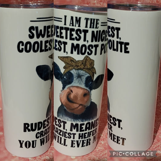 Sarcastic Sweet Cow 20oz Tumbler