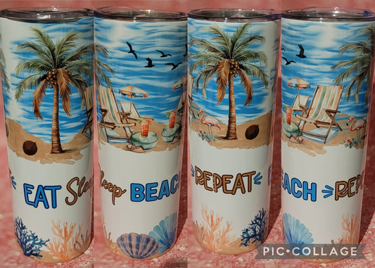 B19 Eat Sleep Beach Repeat 20oz Tumbler