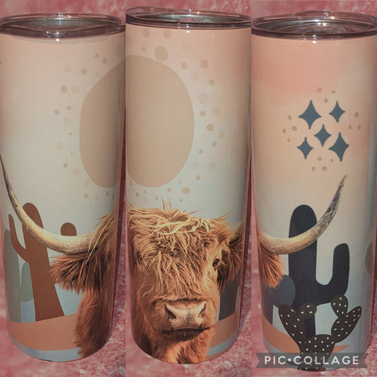 C49 Cactus Highland Cow 20oz Tumbler