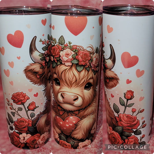 C134 Heart Highland Cow 20oz Tumbler