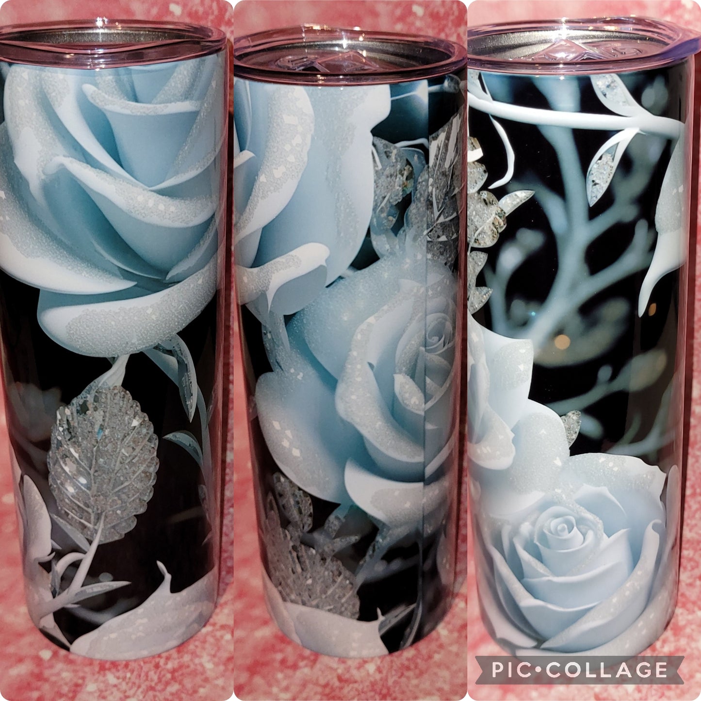 D12 Light Blue Roses 20oz Tumbler