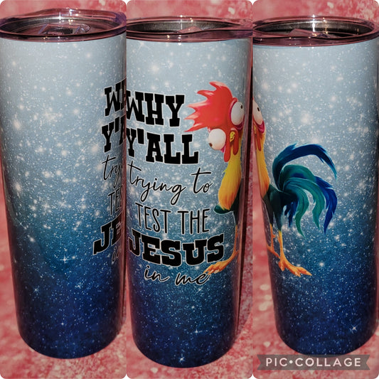 S178 Why Y'all Trying To Test The Jesus In Me 20oz Tumbler