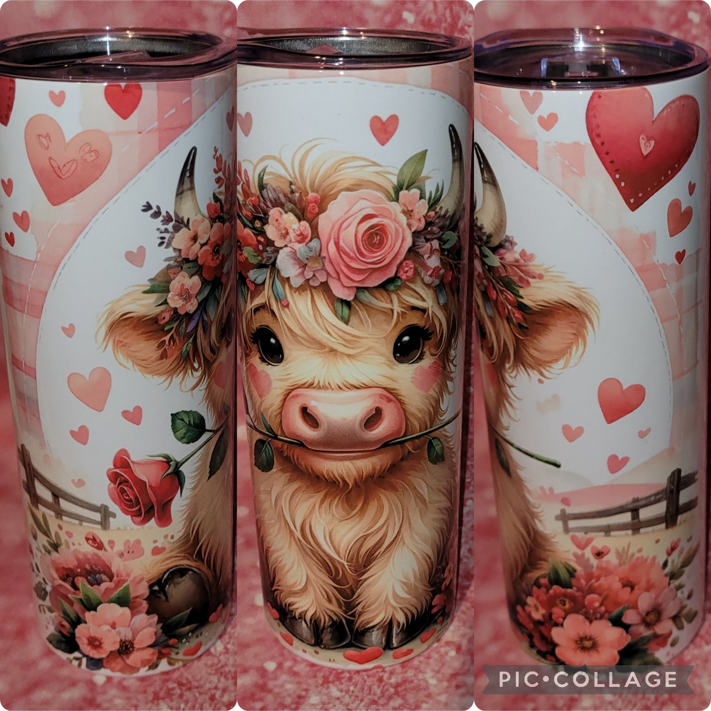 C151 Highland Cow With Hearts 20oz Tumbler