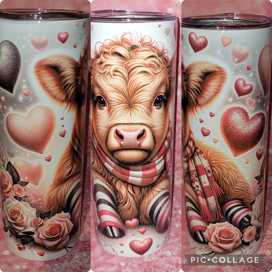 C147 Highland Cow With Hearts 20oz Tumbler