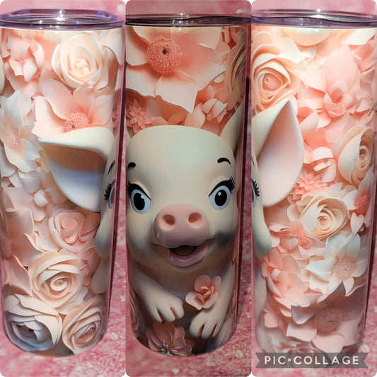 C109 Floral Pig 20oz Tumbler