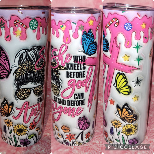 R83 She Who Kneels Before God Can Stand Before Anyone 20oz Tumbler