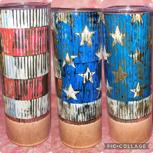 P8 Patriotic American Flag Shell 20oz Tumbler