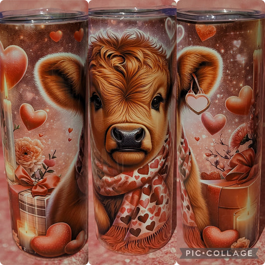 C132 Heart Highland Cow 20oz Tumbler