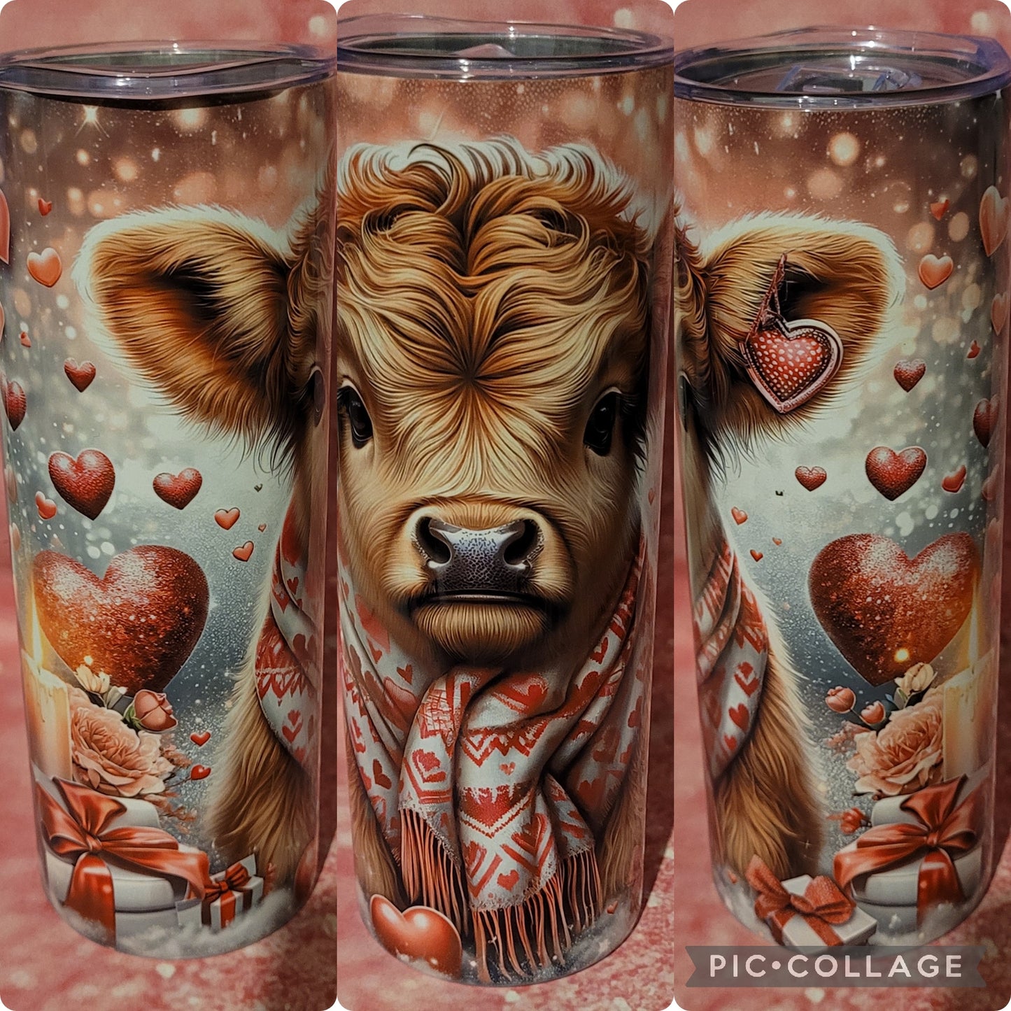 C131 Heart Highland Cow 20oz Tumbler