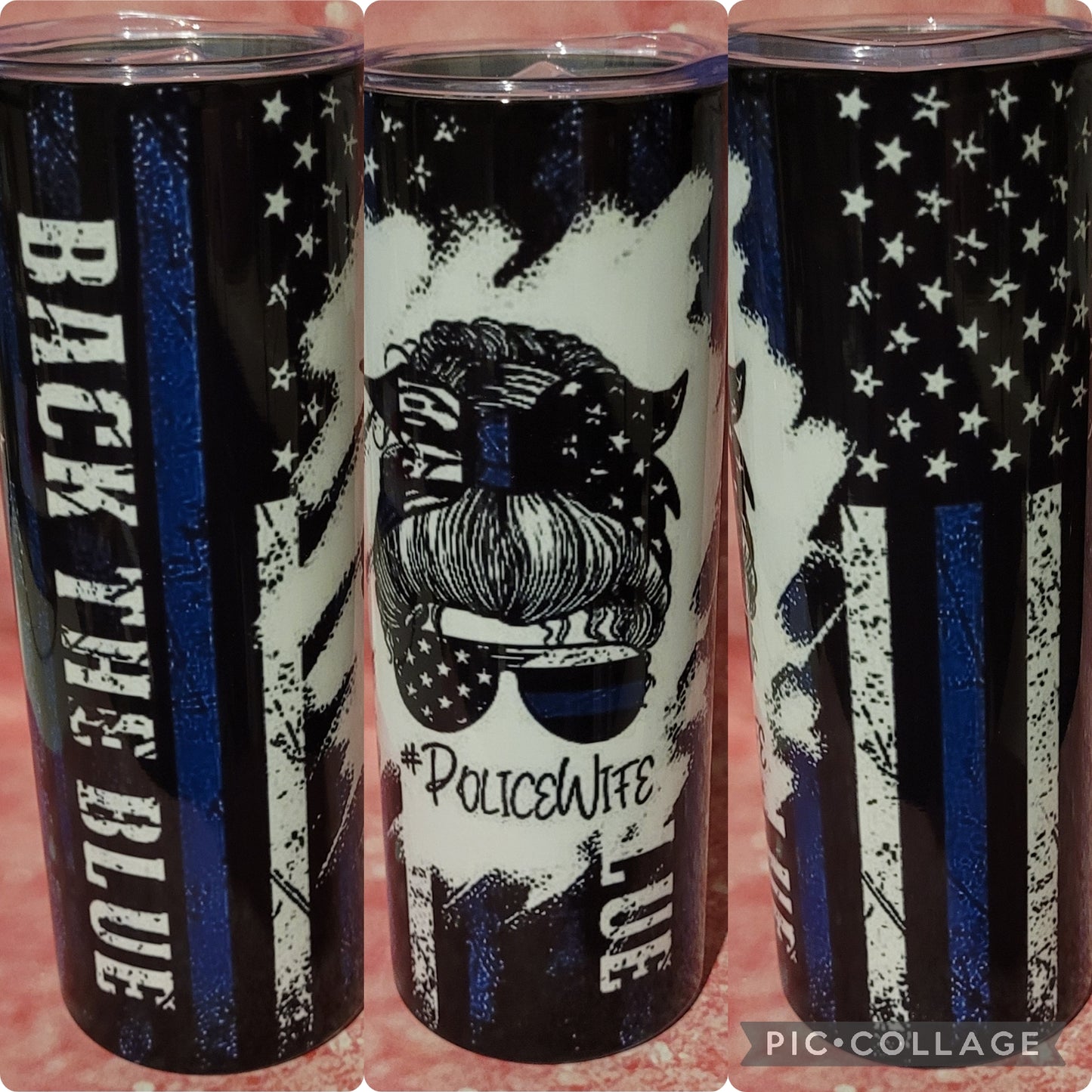 R11 Back The Blue Police Wife 20oz Tumbler