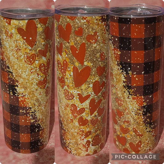 E24 Heart Red Plaid 20oz Tumbler