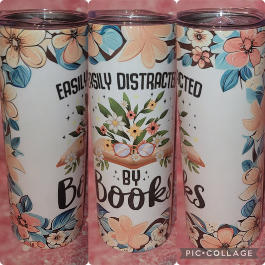 B43 Easily Distracted By Books 20oz Tumbler