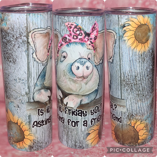 S133 Is It Friday Yet Pig 20oz Tumbler