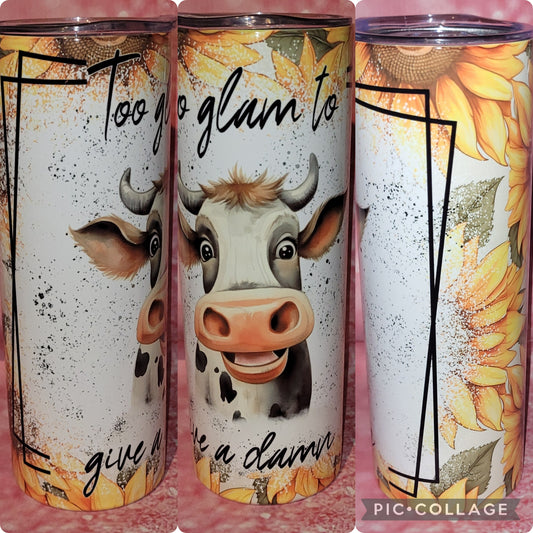 C10 Too Glam To Give A Damn Cow 20oz Tumbler