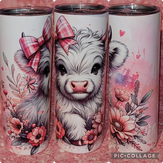 White Highland Cow 20oz Tumbler