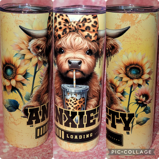 Anxiety Loading Highland Cow 20oz Tumbler